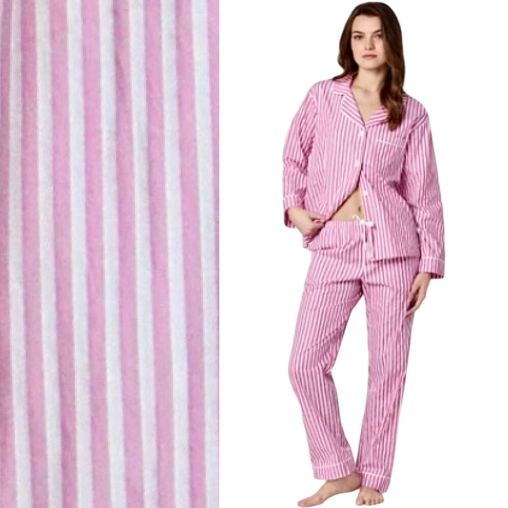 EUC Bedhead Classic 100% Cotton Pink, White Stripe Classic Pajama Set Size XL